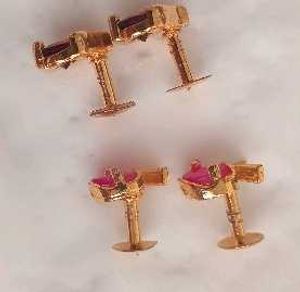 Gold plated Stud Earrings Combo- Red and Pink Ston
