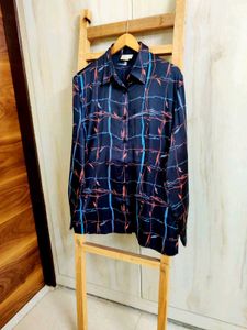 Black Printed Shirt Size-46