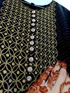 Beautiful Black Frock With Golden Stars Look