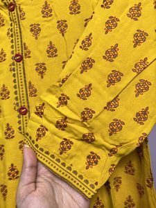 Mustard Kurti Straight Fit