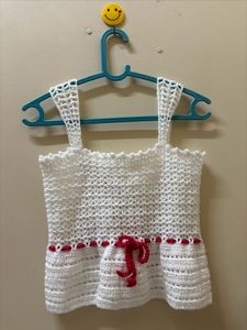 Lace Ruffle Bow Crochet Top