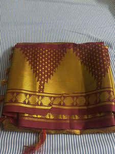 Elegant Gold & Maroon ponadai shawl