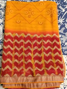 Bandhani And Lehariya Printed Saree