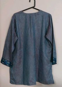 Blue Striped Sequin Top