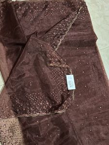 New Brown Pure Tissue Saree