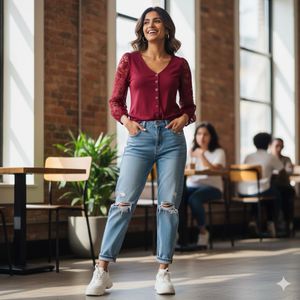 🍷 Reversible Vogue: Crimson Lace Statement Top! ✨
