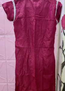Maroon Embroidered Kurta
