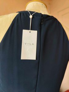 Navy Blue  Elegant Halterneck Maxi Dress