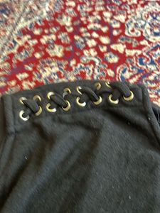 Black Lace-Up Shoulder T-Shirt