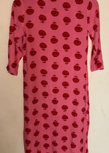 Xs Pink Floral Print Kurti
