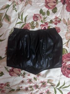 Black Faux Leather Corset Top