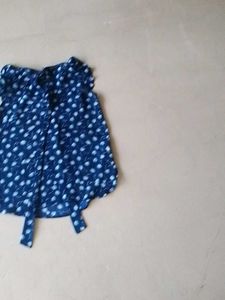 Lovely Blue Top With Overall White Flower Prints