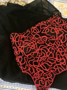 Black Red Party Wear Saree