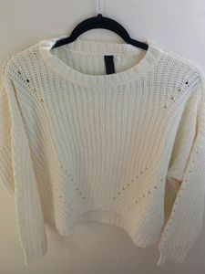 White Knit Cropped Sweater