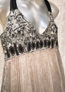 Grey Dress With Embroidery Patch Work