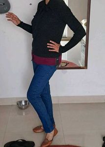 Black Soft Sweater With Blue Shimmers