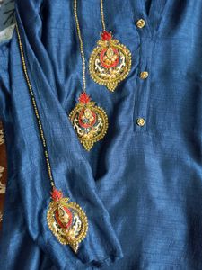Elegant Embroidered Navy Blue Kurti