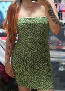Green Zebra Print Mini Dress