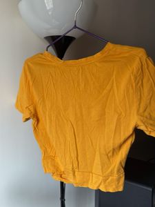Zara Mustard Yellow Crop Top L Size