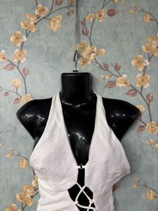 White Sexy Halter Bodysuit