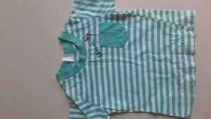 White With Sea Green Half Tshirt
