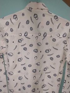 Patterned White Long Sleeve Shirt