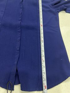 Navy Blue Pleated Top