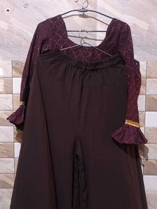 Maroon Naira Cut With Circular Plazzo