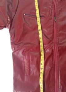 Burgundy Fox Leather Look Jacket