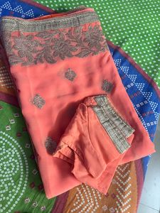 Peach Colour Saree For Eve Party 🎉