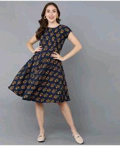 Women Fit & Flare Blue Dress