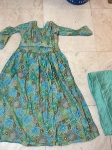Torquoise Color A Line Kurti With Pant