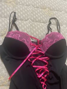 Black &amp; Pink Lace Bodysuit