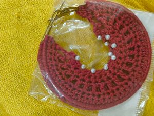 Crochet Hoop Earrings with Pearls