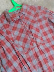 Red Plaid Shirt Tunic