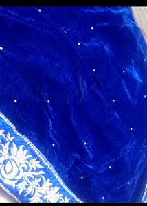 Royal Blue Velvet Saree