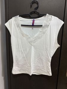White Lace Trim Top