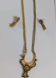 Gold Tone Mangalsutra with Earrings