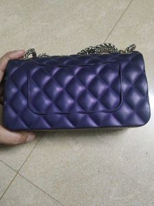 Purple Quilted Jelly Chain Bag...