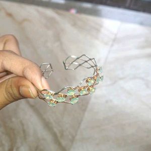 💫 Mint Crystal Lattice Cuff Bracelet 💫