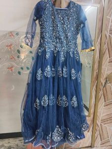 BEAUTIFUL DARK BLUE GOWN WITH NET DUPATTA