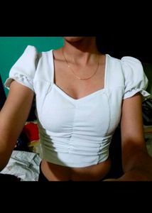 White Puff Sleeve Top