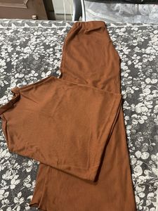 Brown Ribbed Halter Top