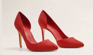 MANGO Suede Red Pumps
