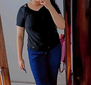 Black V-Neck Tie Detail Top