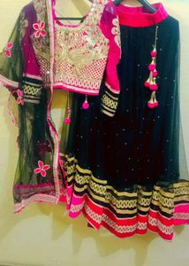 Velvet Choli With Net Lahenga