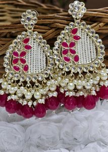 Perohi Earrings With Pearls and Pink Glass Beads