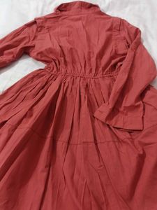 Long Sleeve Button-Down Dress With Side Pocket