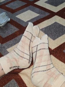 beige used cotten socks
