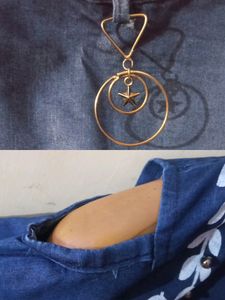 Denim Style Blue Top With U Shoulder Cut